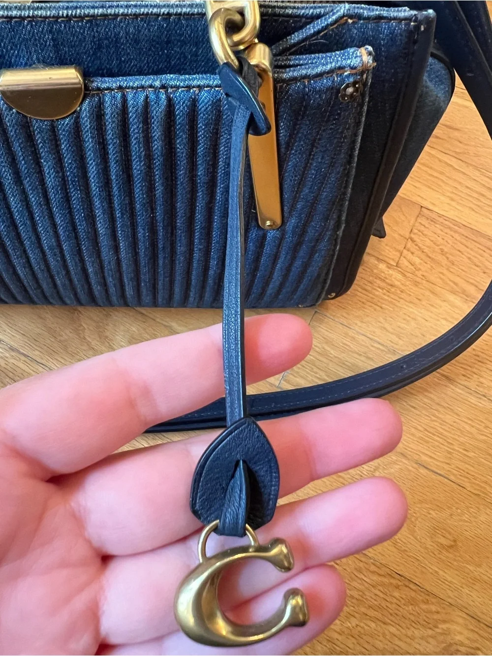 Coach Medium Blue Denim Quilted Dreamer Satchel Bag - Picture 3 of 16